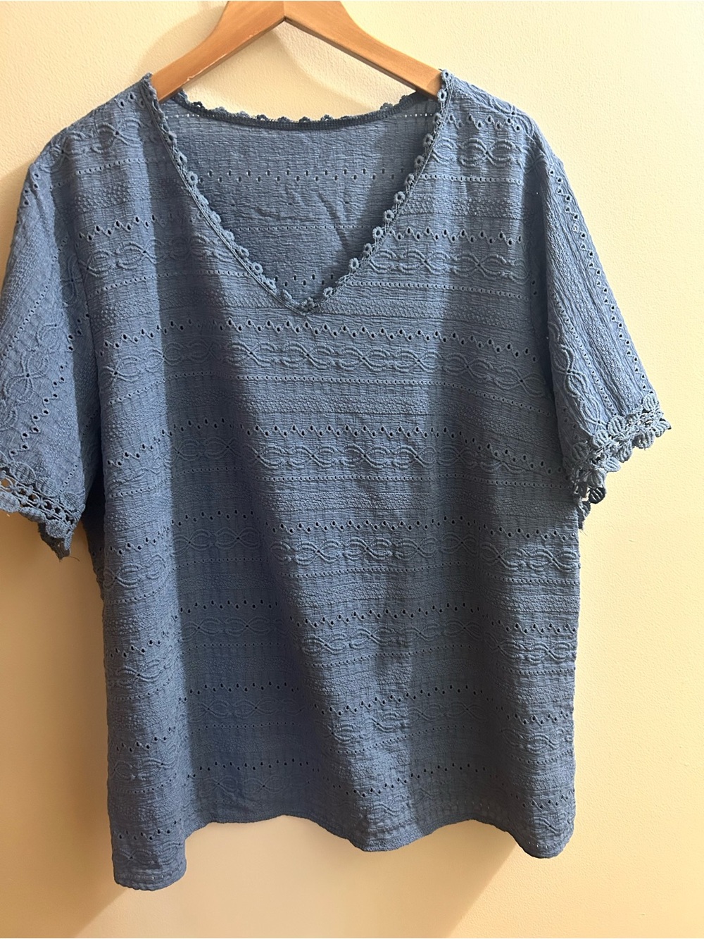 plus size eyelet v neck blouse size 2x